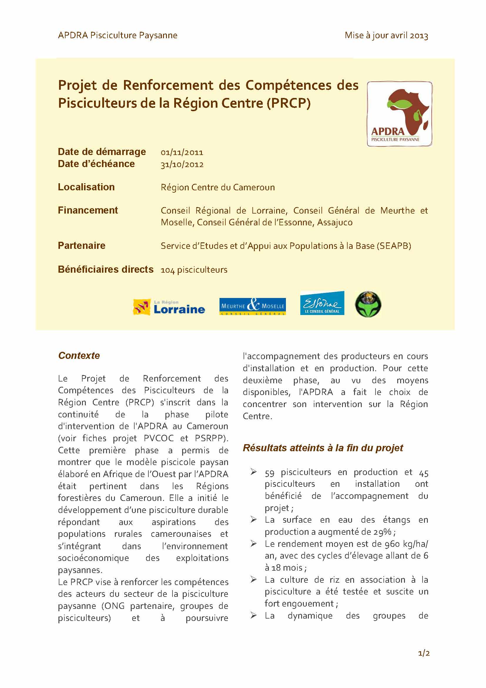 fiche projet PRCP